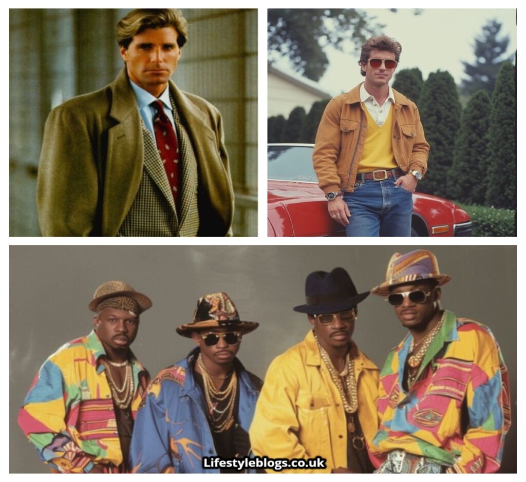 80s mens fashion trends complete style guide power suits tracksuits leather jackets